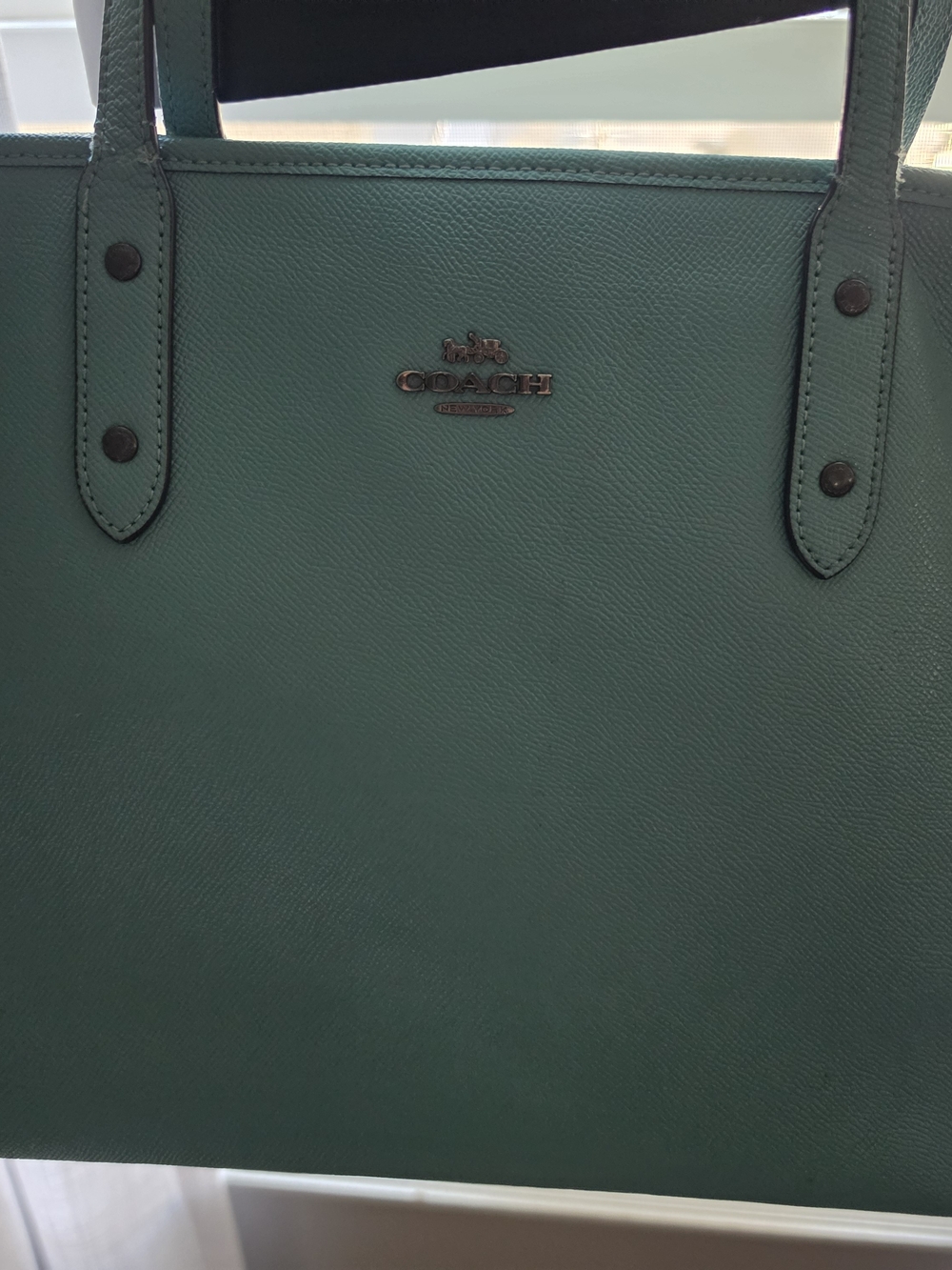 COACH Teal Leather Tote Bag - Classic Women's Handbag